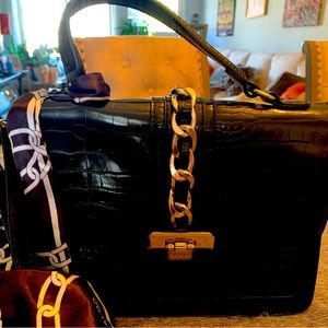 Aldo black patent cross body bag